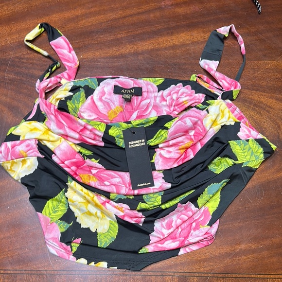 AFRM Vibrant Floral Tank Top - Black, Pink, Yellow, Green - Picture 1 of 4